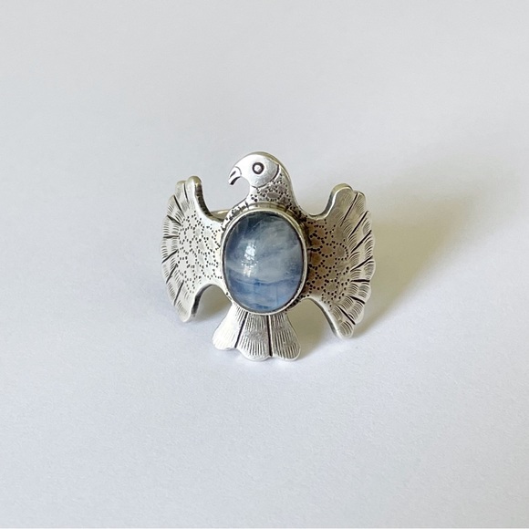 Sterling silver moonstone thunderbird ring - Picture 2 of 10